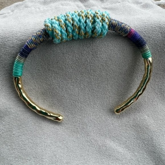 Kendra Scott Masie Gold Cuff Bracelet in Mint Mix Paracord - Picture 1 of 3